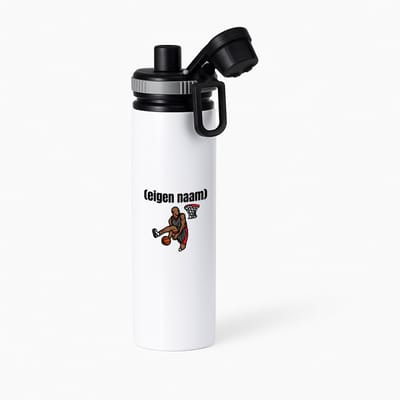 Hacebo® - basketbal man met eigen naam waterfles met draaidop grijs - Basketbal - iemand die op basketbal zit - sport - bal - wedstrijdsport - verjaardag cadeau - kado - water fles - 850ML