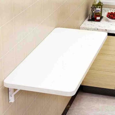 Inklapbaar bureau - Wandbureau met plank - Ruimtebesparend werken - Stabiele driehoekshouder - 30x60CM - Wit