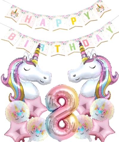 * Snoes * Cijfer 8 ballon Unicorn Mega Pack* Eenhoorn Licht Roze * DIY Slinger* Set van 12 Grotere Ballonnen* Unicorn Licht Roze 8 * Eerste verjaardag * Hoera 8 Jaar * Birthday * Ballon Cijfer 8