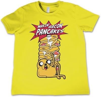Adventure Time Makin' Bac-on -pannenkoeken T-shirt voor kinderen, geel