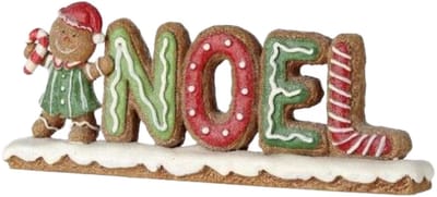Viv! Christmas Kerstbeeld - Gingerbread 'Noel' Snoep Tafelstuk - rood groen wit - 20cm