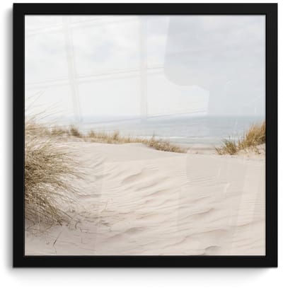 Poster in lijst - Fotolijst 40x40 cm - Posters - Wolken - Duinlandschap - Zand - Posterlijst zwart - Decoratie - Wanddecoratie woonkamer - Muurdecoratie slaapkamer
