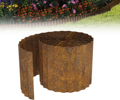 Gazonrand Cortenstaal 10m – Golvende Metalen Bedrand – Flexibele Borderrand met Roestlook – 15 cm Hoog