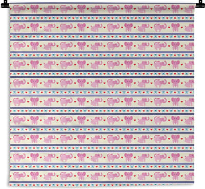 Wandkleed - Wanddoek - Roze - Olifant - Lijn - Design - 180x180 cm - Wandtapijt