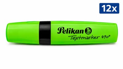Pelikan 490 Markeerstift Groen - Set van 12 Stuks - Fluorescerende Highlighter Textmarker met Wigvormige Punt - Snel Drogend voor School Kantoor en Studie