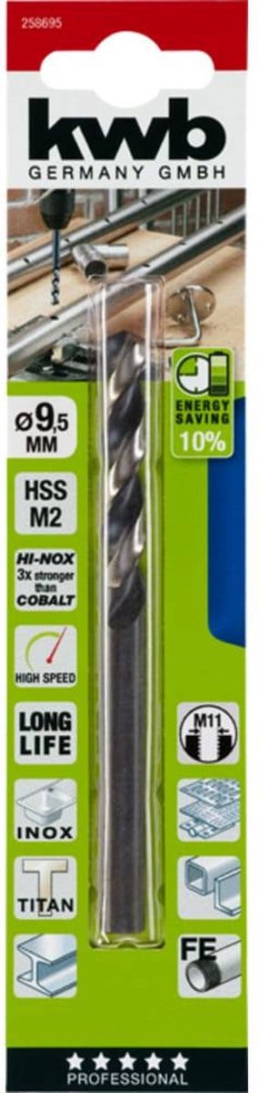 kwb 258695 Metaal-spiraalboor 9.5 mm Gezamenlijke lengte 125 mm 1 stuk(s)