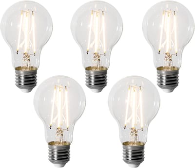 LUEDD Set van 5 E27 dimbare LED lampen A60 6W 700 lm 2200K