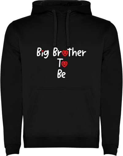 Zwarte Hoodie De Grote Broer in Wording met hartjes - Big Brother to Be Maat M