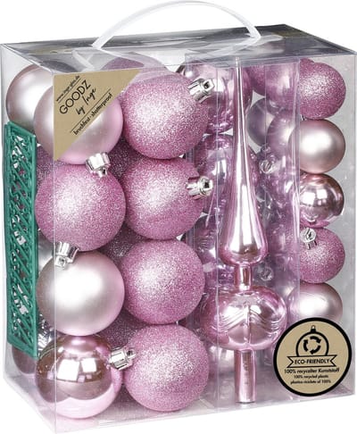 Inge Christmas kerstballen -39-dlg- lichtroze - kunststof - met piek