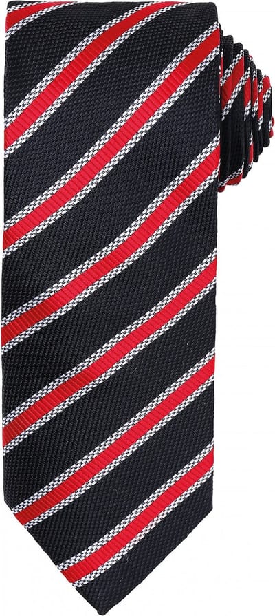 Premier Waffle Stripe tie PR783 - BLACK / RED - One size