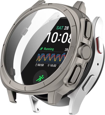 Watch case screenprotector - hoesje - gehard glas - geschikt voor Samsung Galaxy Watch 7 (40 mm) - titanium kleurig
