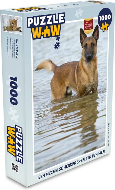 Puzzel Een Mechelse herder speelt in een meer - Legpuzzel - Puzzel 1000 stukjes volwassenen
