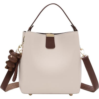 Handtas voor Dames Trendy Emmer Tas Zacht Leer Niche Veelzijdige Textuur Crossbody Tas beige