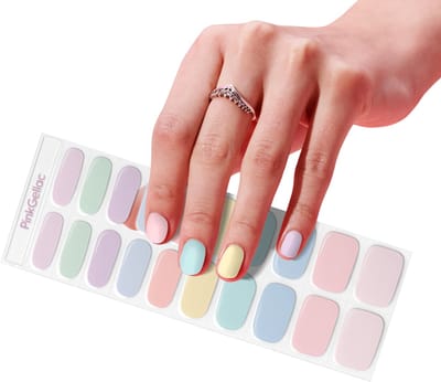 Pink Gellac UV Nagelstickers - Gellak Stickers 0002 Pastel Party - Nail Art Gel Stickers voor Nagels - 20 stuks in 10 maten