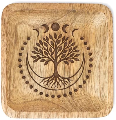 Vierkant Dienblad Levensboom Mangohout - 17 cm x 17 cm
