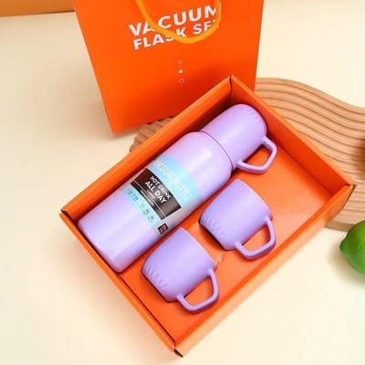 Vacuüm Thermosbeker Set 304 Roestvrij Geïsoleerde Fles Geschenkset Kantoor Zakelijke Stijl Koffiemok Draagbare Reis Waterflessen 538ml paars