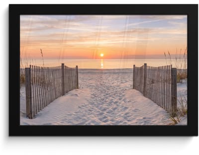 Poster in lijst - Fotolijst 30x20 cm - Posters - Zonsondergang - Strand - Zand - Posterlijst zwart - Decoratie - Wanddecoratie woonkamer - Muurdecoratie slaapkamer