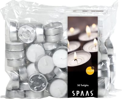 Spaas Theelichtjes/waxinelichtjes - 100x - wit - D3,9 cm - 4,5 branduren - geurloze kaarsen