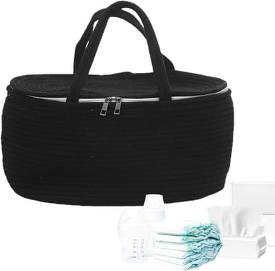Luier Mand - Opberg Bak - Baby Artikelen - Verwijderbare Scheidingswanden - 37 x 26 x 18.5 cm - Zwart