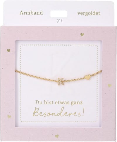 Depesche armband goud met K bedel en hartje - vriendschapssieraad.