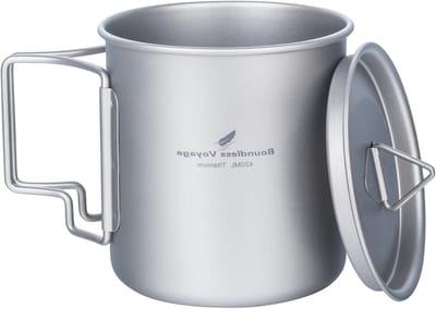 Titanium Theekop voor Kamperen - Vouwbare Handgreep, Deksel en Ultralicht Ontwerp - 420ml Drinkbeker voor Buitenactiviteiten en Picknicks
