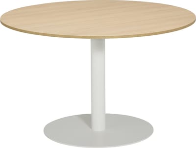 T60 - Kolomtafel Rond - 100x100 - 74cm hoogte - Eiken Natuur - Wit Frame (Nederlands Product - BUUR Collectie)