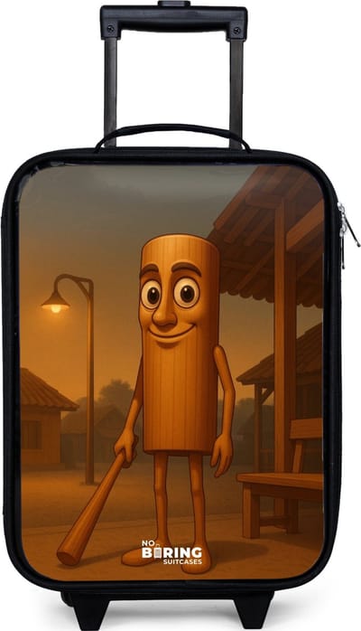 NoBoringSuitcases.com® - Kinderkoffer jongen - Kindertrolley meisje - Tung Tung Tung Sahur - Koffer kind lichtgewicht - Reiskoffer trolley voor kinderen - Koffertje met lichtgevende wieltjes - Rolkoffer zwart