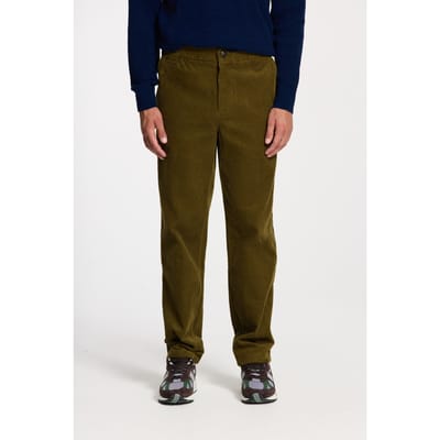 Shiwi Alan Corduroy Straight Fit Trousers Green Olive Maat: S | Broeken Outlet | Heren | Groen