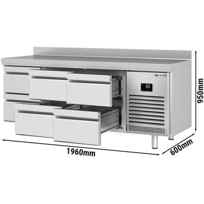 GGM Gastro Kühltisch Premium PLUS - 1960x600mm - 6 Schubladen - Aufkantung