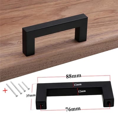 DW4Trading RVS Handgreep met Schroeven - Keuken Meubel Deur - Zwart - 88 mm