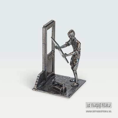Beeldje Glaszetter - Tin - schildersbedrijf - jubileum geschenk - beroepen beeldje - ambacht - pensioen