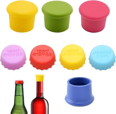 Set van 8 Herbruikbare Siliconen Stoppen voor Glazen Flessen, Ideaal voor Wijn, Champagne en Bier