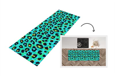 Keukenloper - Loper keuken - Panterprint - Neon - Dieren - Design - 150x50 cm - Keukenloper vinyl
