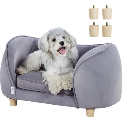 VEVOR Huisdierenbank, Hondenbank voor Kleine Honden en Katten, Zacht Fluwelen Hondenbed, Draagvermogen 30 kg Kattenbank, Hondenbed, Huisdierbed Donkergrijs