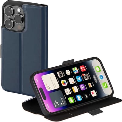 Hama Booklet Single 2.0 Cover Hoesje geschikt voor iPhone 14 Pro - Pasvakjes - Magnetische sluiting - Standfunctie - Donkerblauw