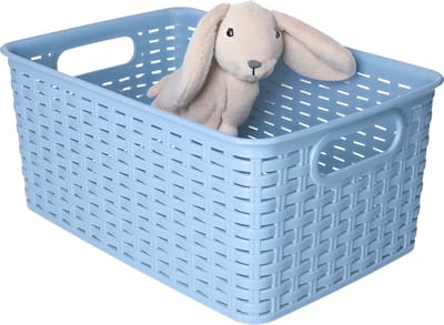 Plasticforte Opbergmand - Kastmand - rotan kunststof - blauw - 6 Liter - 19 x 29 x 13 cm
