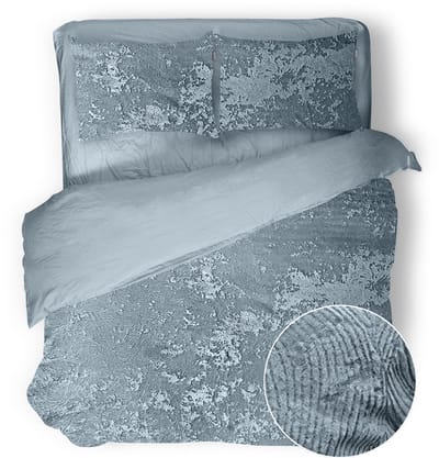 Eleganzzz Dekbedovertrek 3D Embossed Velvet Wave - Mineral - Dekbedovertrek 200x200/220cm - Velvet Dekbedovertrek - 100% Velvet - Tweepersoons dekbedovertrekken - Effen Dekbedovertrek