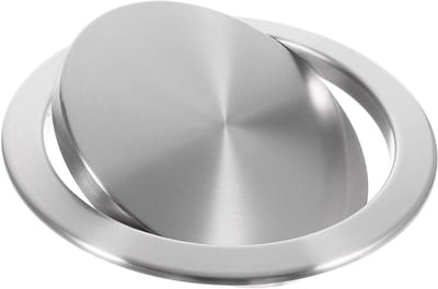 Ronde Prullenbak - Afvalbak Deksel - Aanrecht Opruimen - Ingebouwd Ontwerp - 21 cm Diameter - Zilver