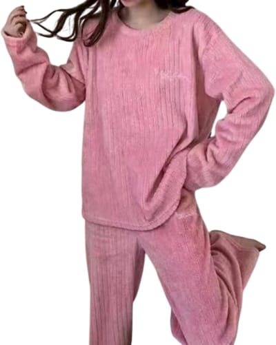Winter Pyjama Set Dames Maat S - Flanellen O-hals Gestreepte Top & Broek met Elastische Taille - Zachte Warme Stof - Casual & Comfortabel - Dames Pyjama Set - Winter Pyjama - Loungewear - Nachtkleding Dames - Warme Pyjama