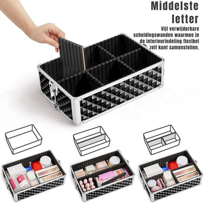 SVN® Visagie Koffer - Make Up Organizer - Make Up Koffer - Zwart - 35cm x 24cm x 68cm