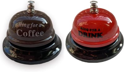 Set van 2 Belletjes voor Service, Receptie en Keuken - Metalen Tafelbel