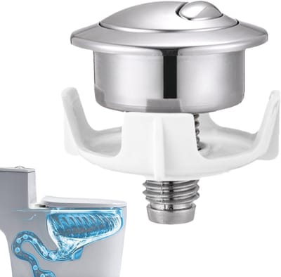 Toilet Knop - Stortbak Drukker - Badkamer Onderhoud - Tweestromen Systeem - 4.8x5.4 cm - Zilver