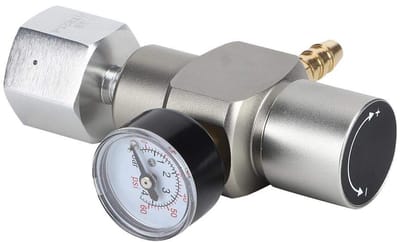 Allecto - 2-in-1 mini-CO2-gasregelaar - drukregelingsadapter - zilver - ideaal voor hobbyisten - perfect voor CO2-systemen - compact en gebruiksvri...