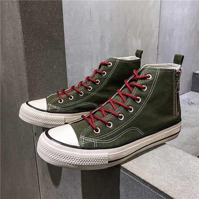 39-44 Heren High-top Canvas Schoenen Koppels Platte Schoenen Antislip Deodorant Ademend Slijtvast Comfortabel Rits Skateboardschoenen 40