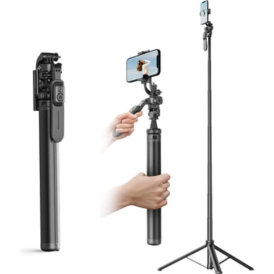 91,7-Inch Multifunctionele Selfie Stick Draagbare Gimbal Stabilisator met Aluminium Legering Telescopisch with phone clip ballhead