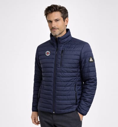 Lizzard Sports Heren Gewatteerde Jas – Lichtgewicht padded jacket – Gevoerd, warm en opstaande Kraag Navy - Maat S