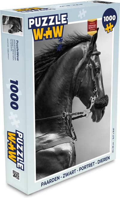 Puzzel Paarden - Zwart - Portret - Dieren - Legpuzzel - Puzzel 1000 stukjes volwassenen
