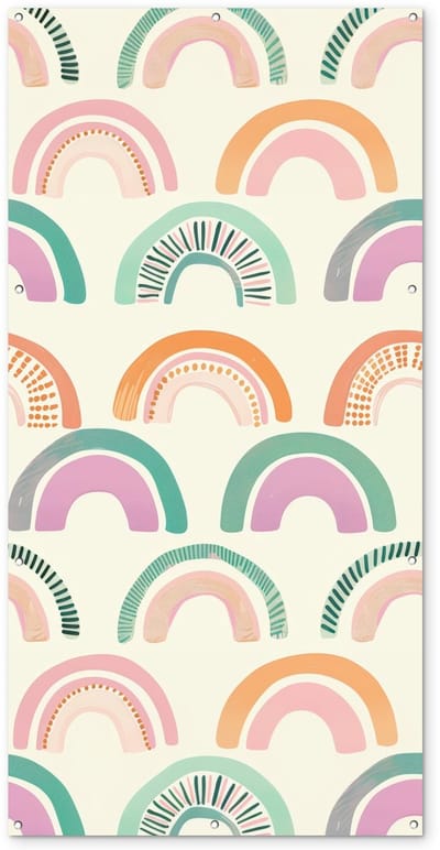 Tuinposter 100x200 cm - Tuindecoratie Regenboog - Pastel - Patroon - Poster voor in de tuin - Buiten decoratie - Schutting tuinschilderij - Tuindoek muurdecoratie - Wanddecoratie balkondoek