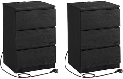 mavoa® Nachtkastjes modern - Nachtkastje zwevend - Bijzettafel op wieltjes - Zwart