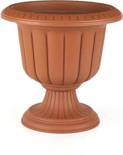 Sierlijke - terra-cotta - bloempot - op voet 35x25cm - 9.8L UV bestendig - Hoog - Hoge Ronde - Plantebak - Kruidenbak - Nergiz